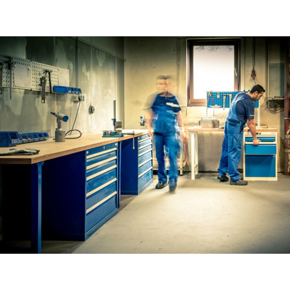 Produktabbildung Nr. 6: Bedrunka+Hirth Reihenwerkbank R 18-24, HxBxT 859 x 1.500 x 750 mm, lichtgrau, anthrazitgrau, 5 Schubladen 1x50 + 2x100 + 1x150 + 1x300 mm