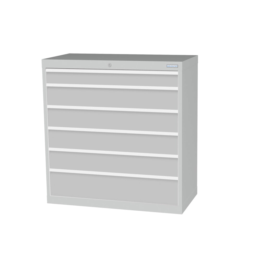 Produktabbildung: Bedrunka+Hirth Schubladenschrank Profi, Schubladen 1x100 + 4x150 + 1x200 mm, HxBxT 1.019 x 980 x 500 mm, lichtgrau/lichtgrau