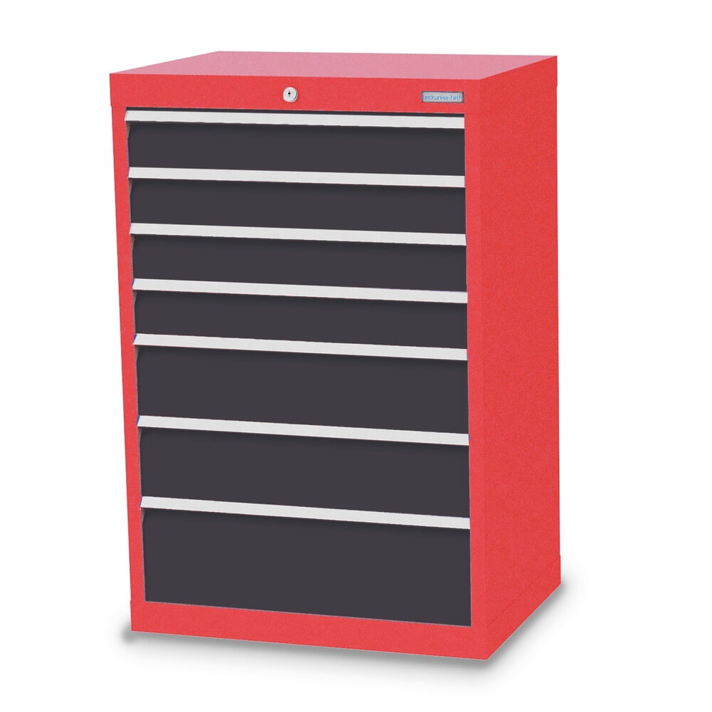 Produktabbildung: Bedrunka+Hirth Schubladenschrank Profi, Schubladen 4x100 + 2x150 + 1x200 mm, HxBxT 1.019 x 680 x 500 mm, verkehrsrot/anthrazitgrau