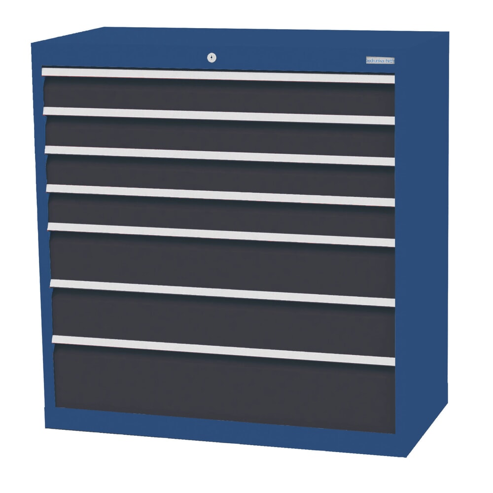 Produktabbildung: Bedrunka+Hirth Schubladenschrank Profi, Schubladen 4x100 + 2x150 + 1x200 mm, HxBxT 1.019 x 980 x 500 mm, enzianblau/anthrazitgrau