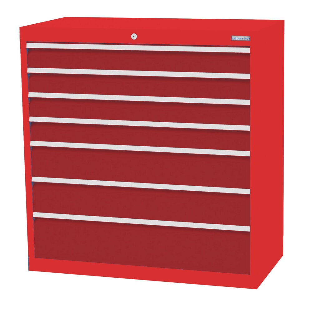 Produktabbildung: Bedrunka+Hirth Schubladenschrank Profi, Schubladen 4x100 + 2x150 + 1x200 mm, HxBxT 1.019 x 980 x 500 mm, verkehrsrot/rubinrot