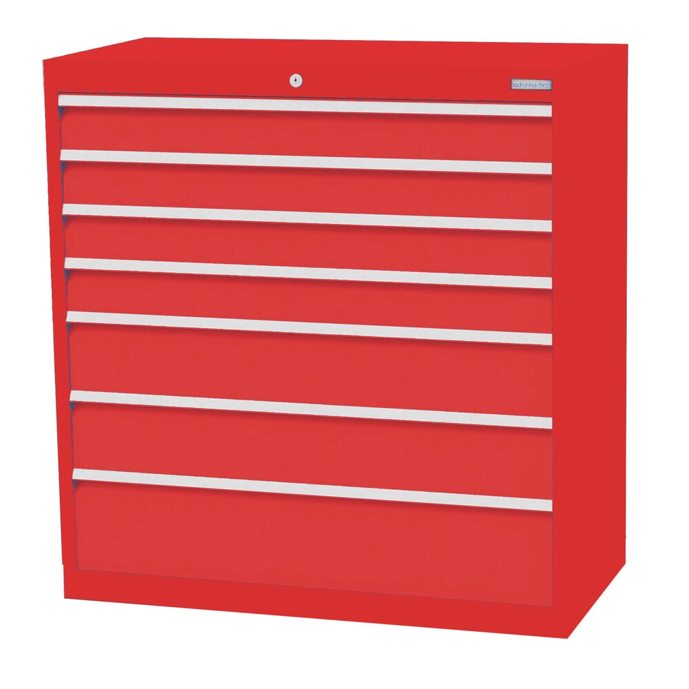 Produktabbildung: Bedrunka+Hirth Schubladenschrank Profi, Schubladen 4x100 + 2x150 + 1x200 mm, HxBxT 1.019 x 980 x 500 mm, verkehrsrot/verkehrsrot