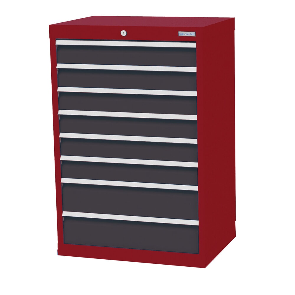 Produktabbildung: Bedrunka+Hirth Schubladenschrank Profi, Schubladen 6x100 + 2x150 mm, HxBxT 1.019 x 680 x 500 mm, rubinrot/anthrazitgrau