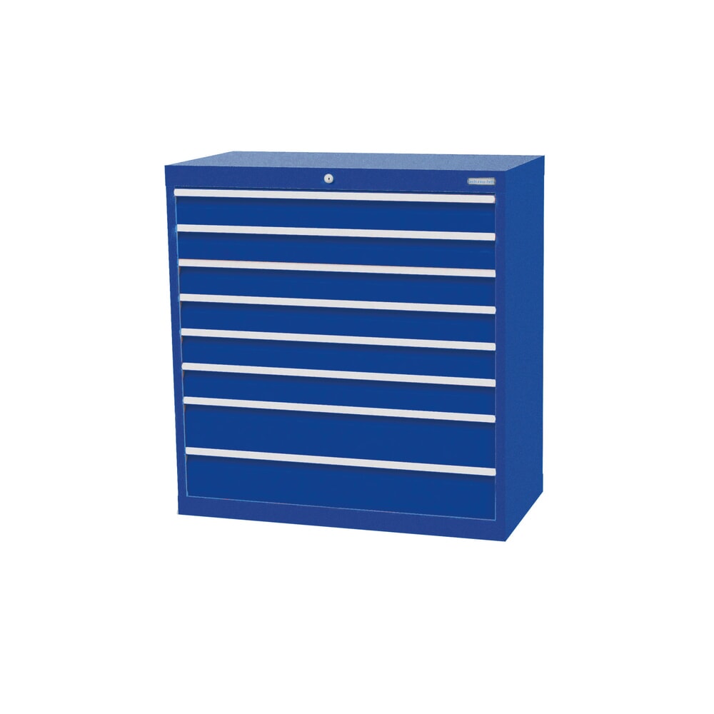 Produktabbildung: Bedrunka+Hirth Schubladenschrank Profi, Schubladen 6x100 + 2x150 mm, HxBxT 1.019 x 980 x 500 mm, enzianblau/enzianblau