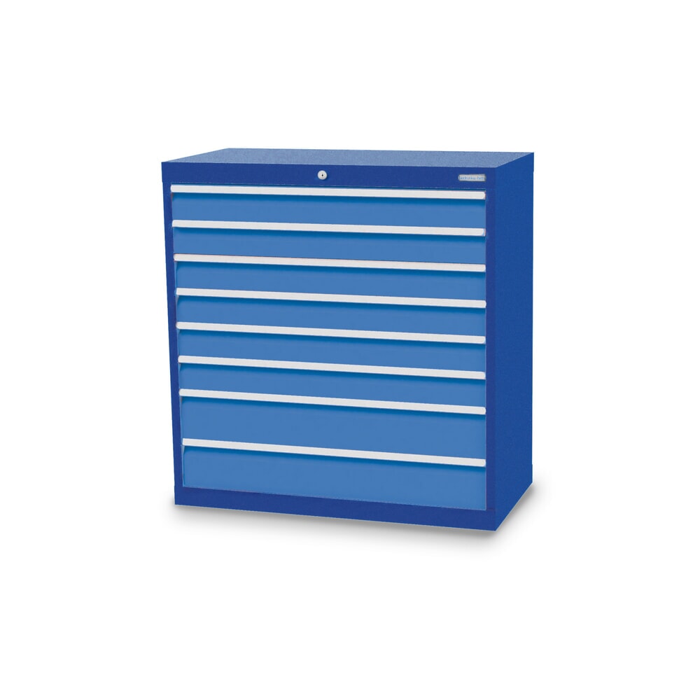 Produktabbildung: Bedrunka+Hirth Schubladenschrank Profi, Schubladen 6x100 + 2x150 mm, HxBxT 1.019 x 980 x 500 mm, enzianblau/lichtblau