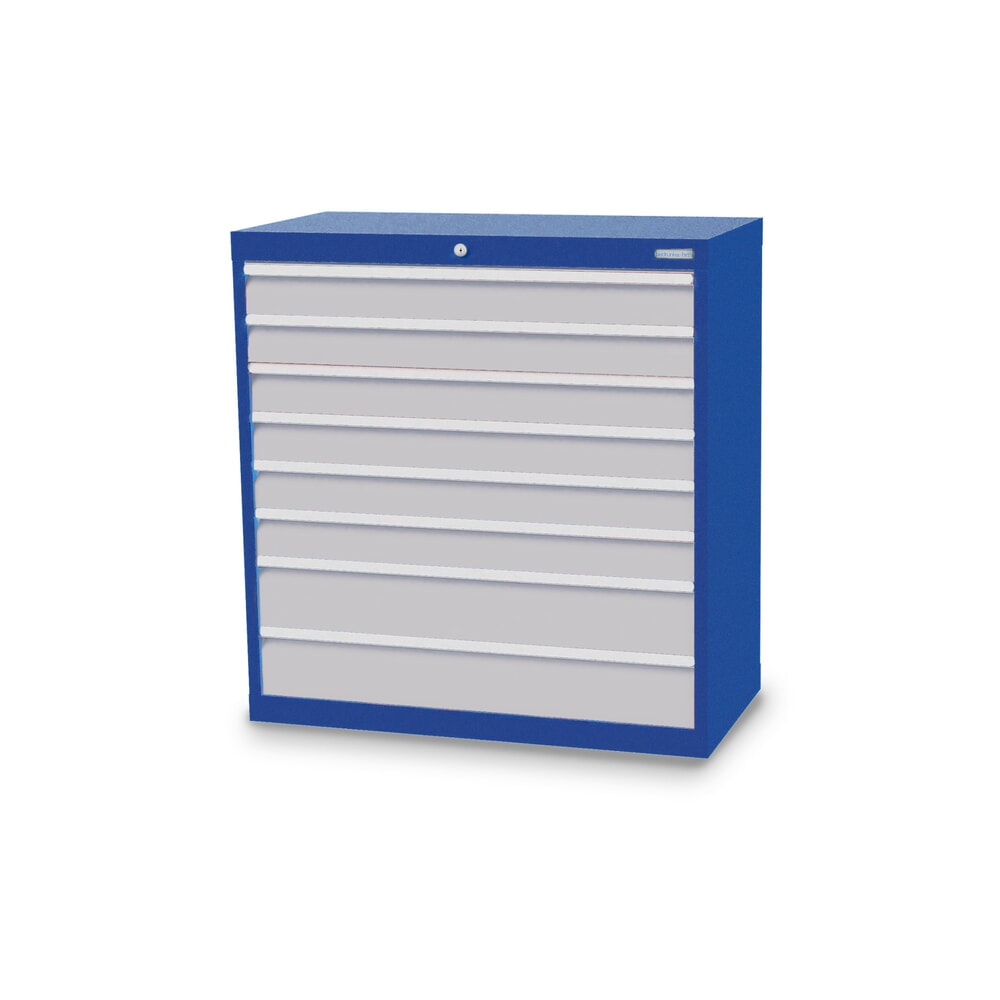Produktabbildung: Bedrunka+Hirth Schubladenschrank Profi, Schubladen 6x100 + 2x150 mm, HxBxT 1.019 x 980 x 500 mm, enzianblau/lichtgrau