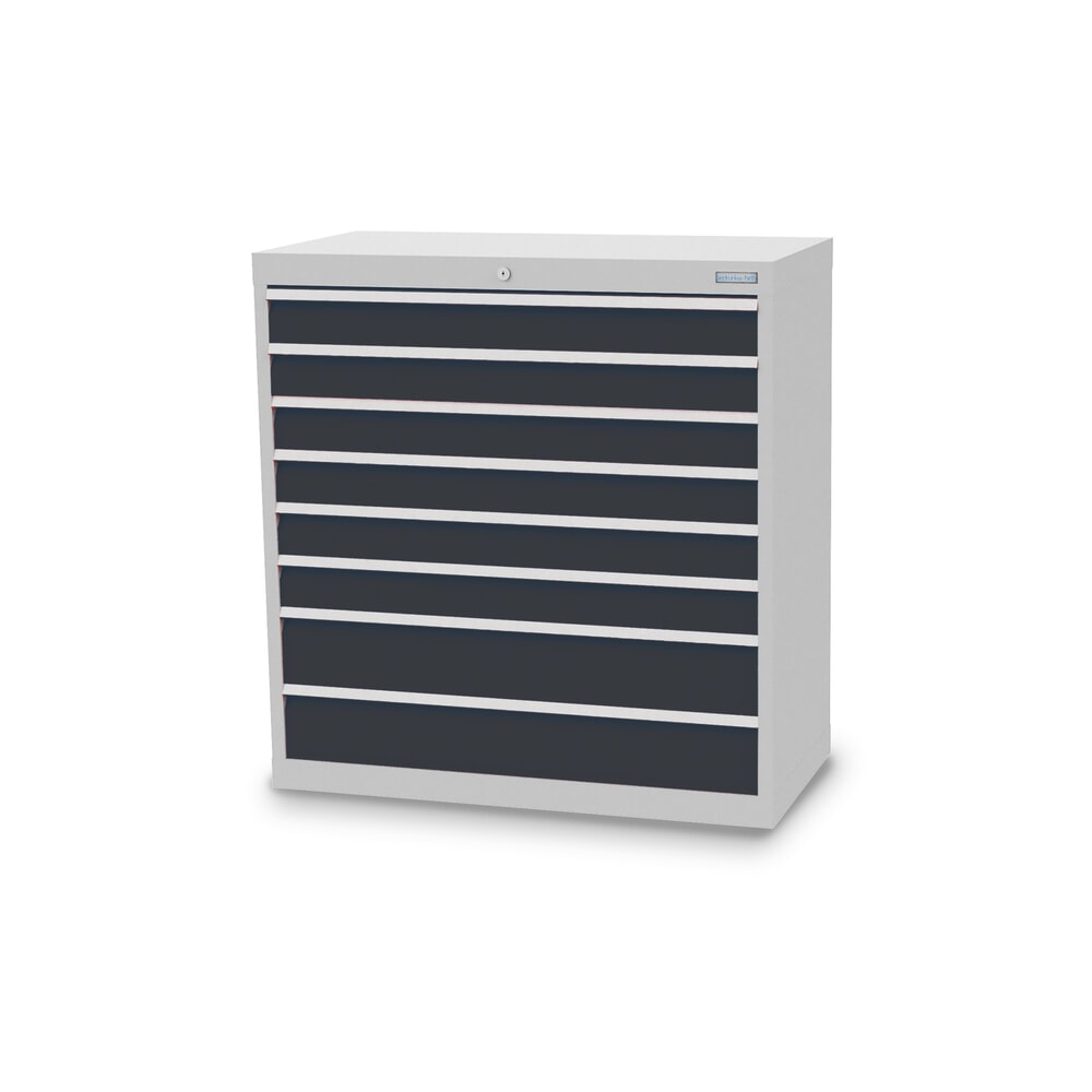 Produktabbildung: Bedrunka+Hirth Schubladenschrank Profi, Schubladen 6x100 + 2x150 mm, HxBxT 1.019 x 980 x 500 mm, lichtgrau/anthrazitgrau