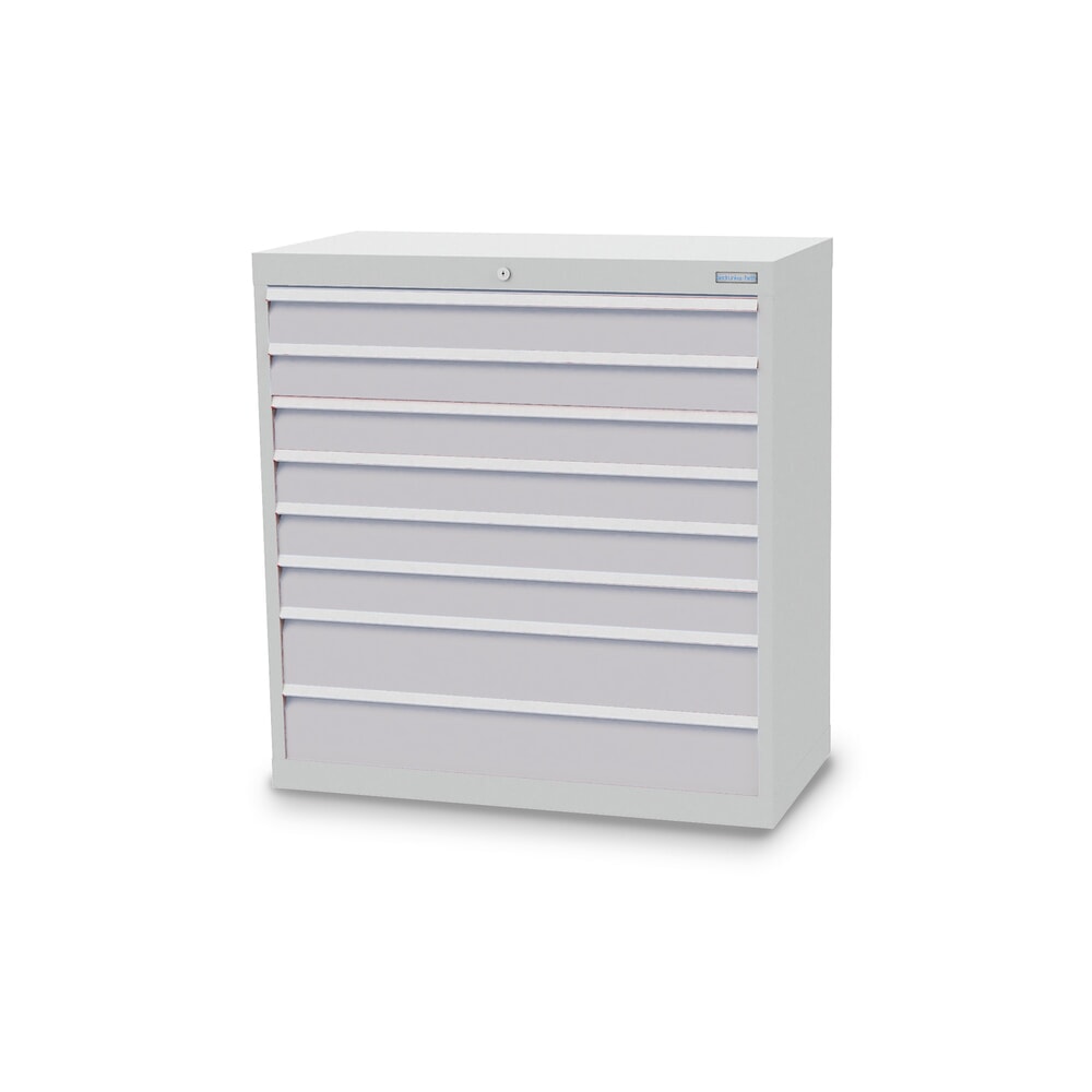 Produktabbildung: Bedrunka+Hirth Schubladenschrank Profi, Schubladen 6x100 + 2x150 mm, HxBxT 1.019 x 980 x 500 mm, lichtgrau/lichtgrau