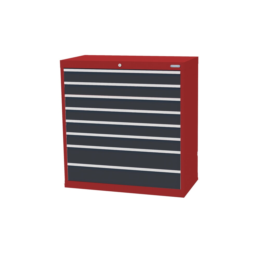 Produktabbildung: Bedrunka+Hirth Schubladenschrank Profi, Schubladen 6x100 + 2x150 mm, HxBxT 1.019 x 980 x 500 mm, rubinrot/anthrazitgrau