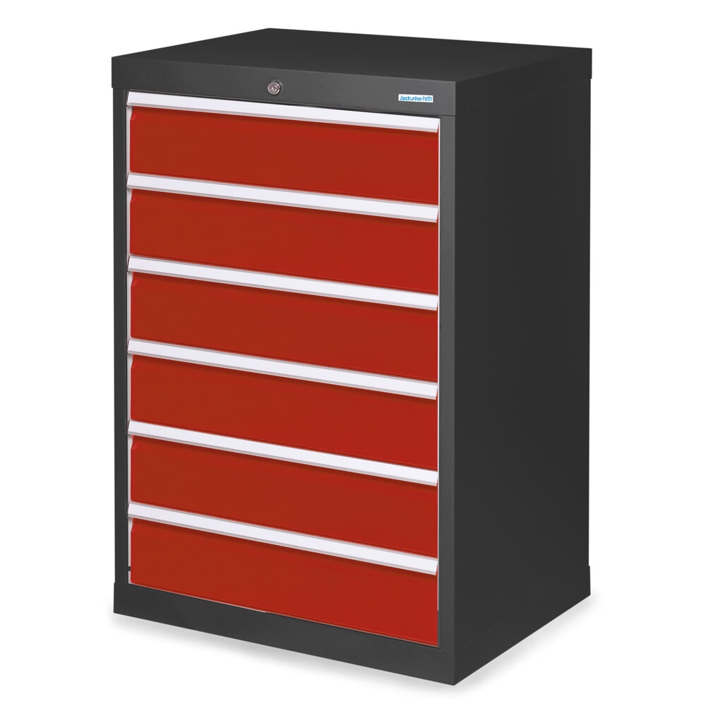 Produktabbildung: Bedrunka+Hirth Schubladenschrank Profi, Schubladen 6x150 mm, HxBxT 1.019 x 680 x 500 mm, anthrazitgrau/rubinrot