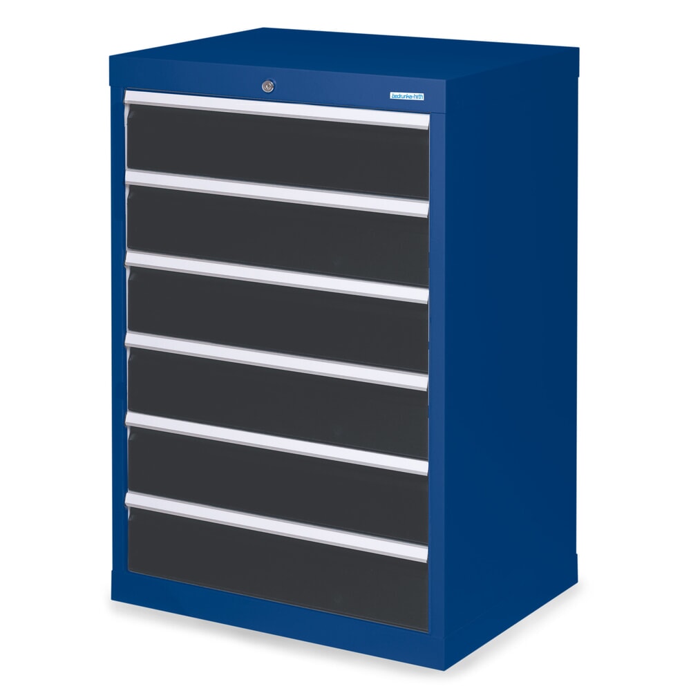 Produktabbildung: Bedrunka+Hirth Schubladenschrank Profi, Schubladen 6x150 mm, HxBxT 1.019 x 680 x 500 mm, enzianblau/anthrazitgrau