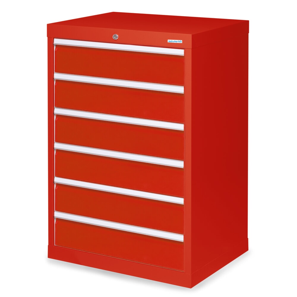Produktabbildung: Bedrunka+Hirth Schubladenschrank Profi, Schubladen 6x150 mm, HxBxT 1.019 x 680 x 500 mm, verkehrsrot/verkehrsrot