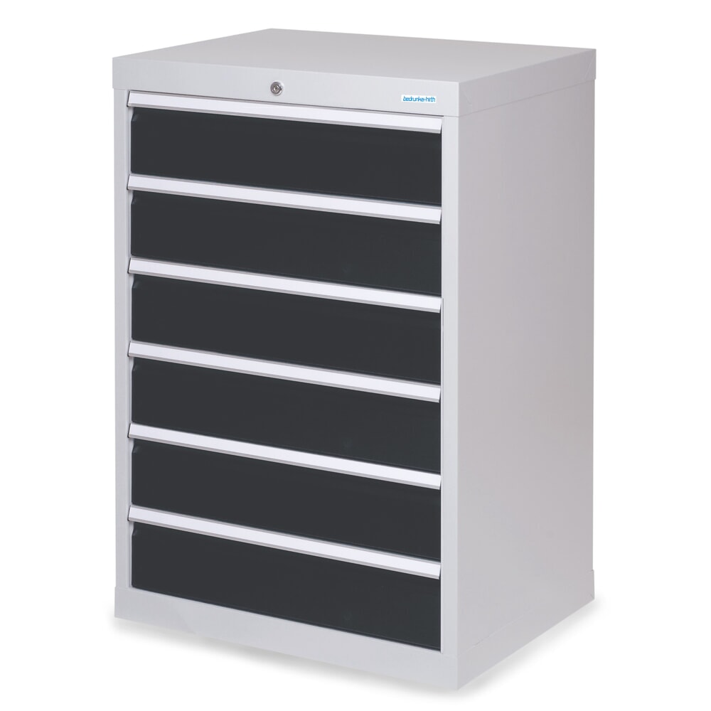 Produktabbildung: Bedrunka+Hirth Schubladenschrank Profi, Schubladen 6x150 mm, HxBxT 1.019 x 680 x 500 mm, lichtgrau/anthrazitgrau