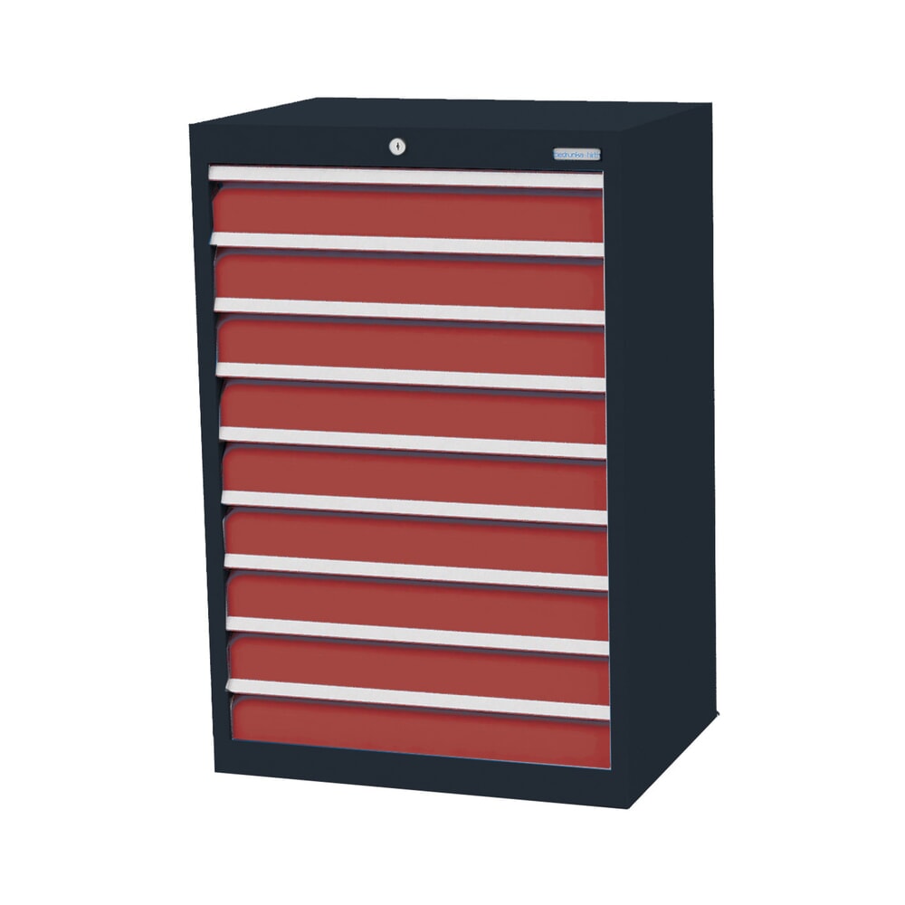 Produktabbildung: Bedrunka+Hirth Schubladenschrank Profi, Schubladen 9x100 mm, HxBxT 1.019 x 680 x 500 mm, anthrazitgrau/rubinrot