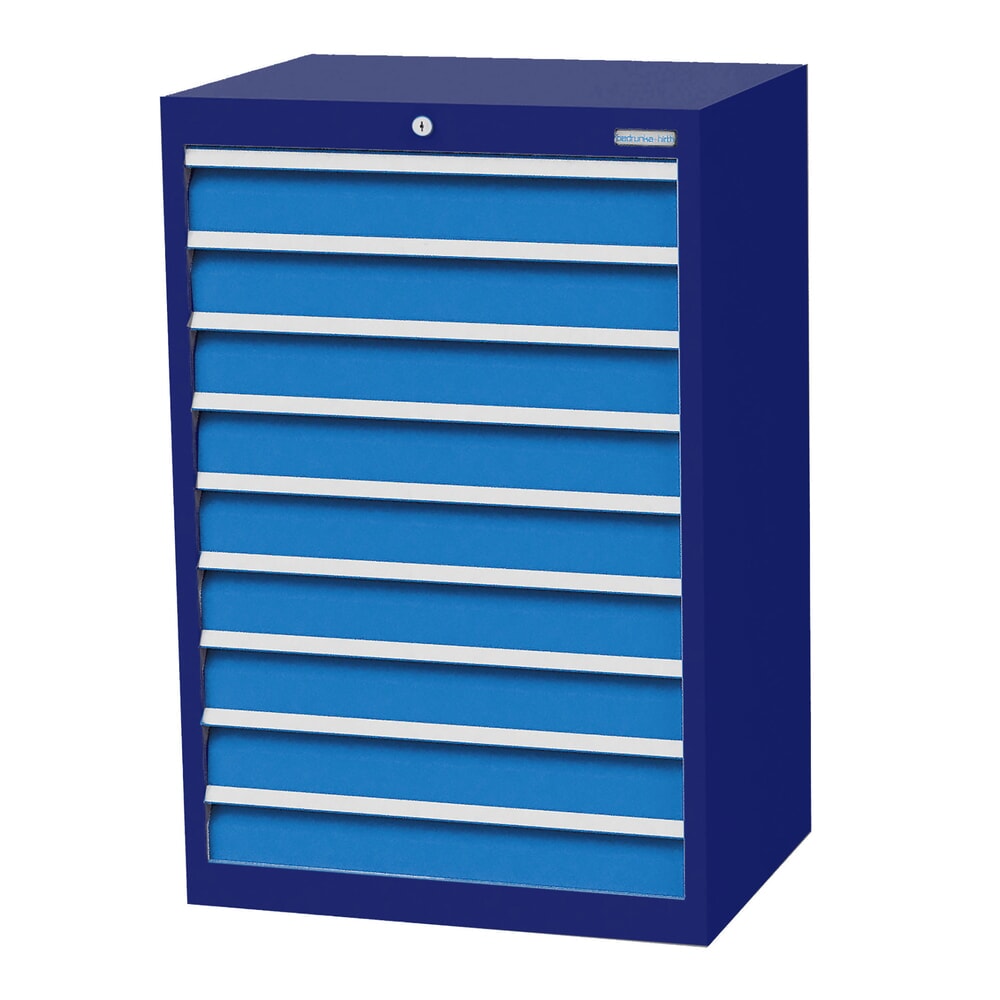 Produktabbildung: Bedrunka+Hirth Schubladenschrank Profi, Schubladen 9x100 mm, HxBxT 1.019 x 680 x 500 mm, enzianblau/lichtblau