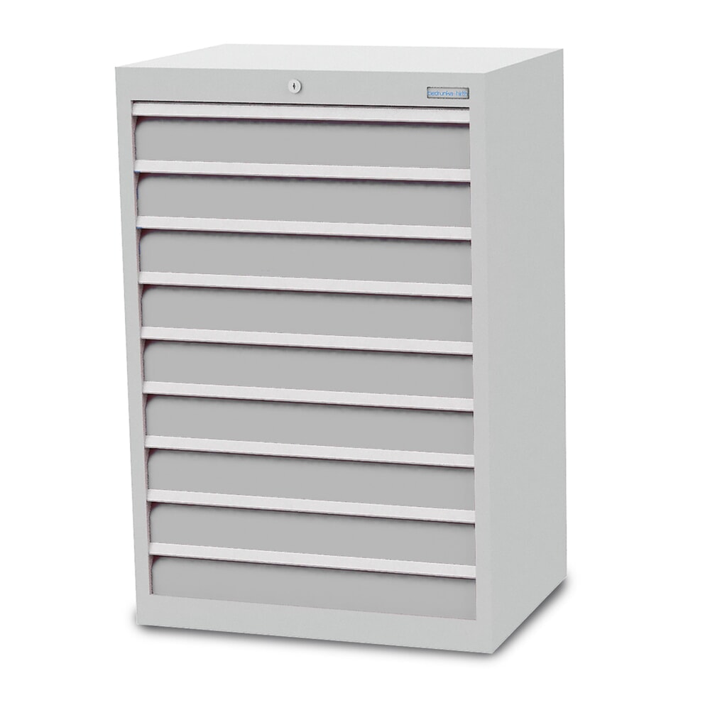 Produktabbildung: Bedrunka+Hirth Schubladenschrank Profi, Schubladen 9x100 mm, HxBxT 1.019 x 680 x 500 mm, lichtgrau/lichtgrau