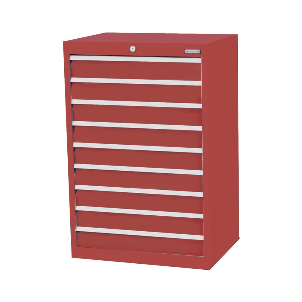 Produktabbildung: Bedrunka+Hirth Schubladenschrank Profi, Schubladen 9x100 mm, HxBxT 1.019 x 680 x 500 mm, rubinrot/rubinrot