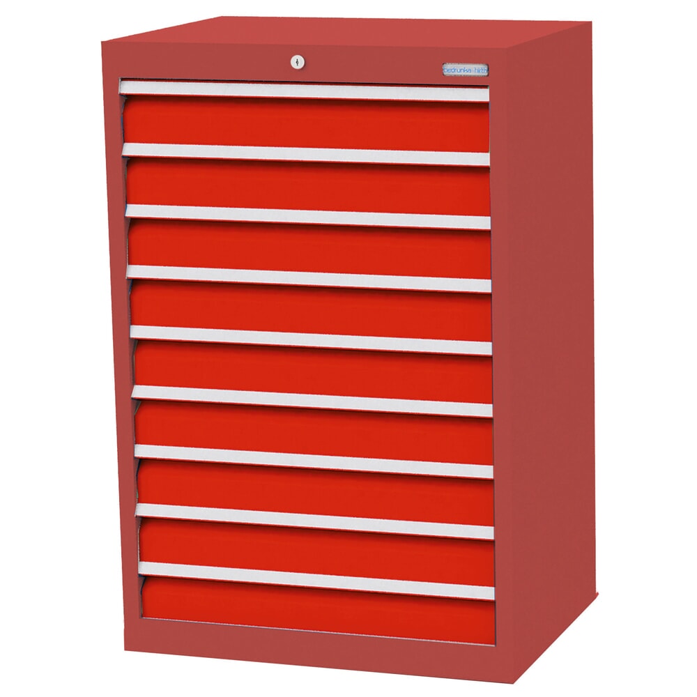 Produktabbildung: Bedrunka+Hirth Schubladenschrank Profi, Schubladen 9x100 mm, HxBxT 1.019 x 680 x 500 mm, rubinrot/verkehrsrot