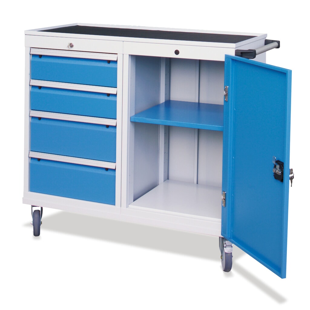 Bedrunka+Hirth Werkstattwagen, Schrank, 4 Schubladen, TK 500 kg Produktabbildung: Bedrunka+Hirth Werkstattwagen, Schrank, 4 Schubladen, TK 500 kg