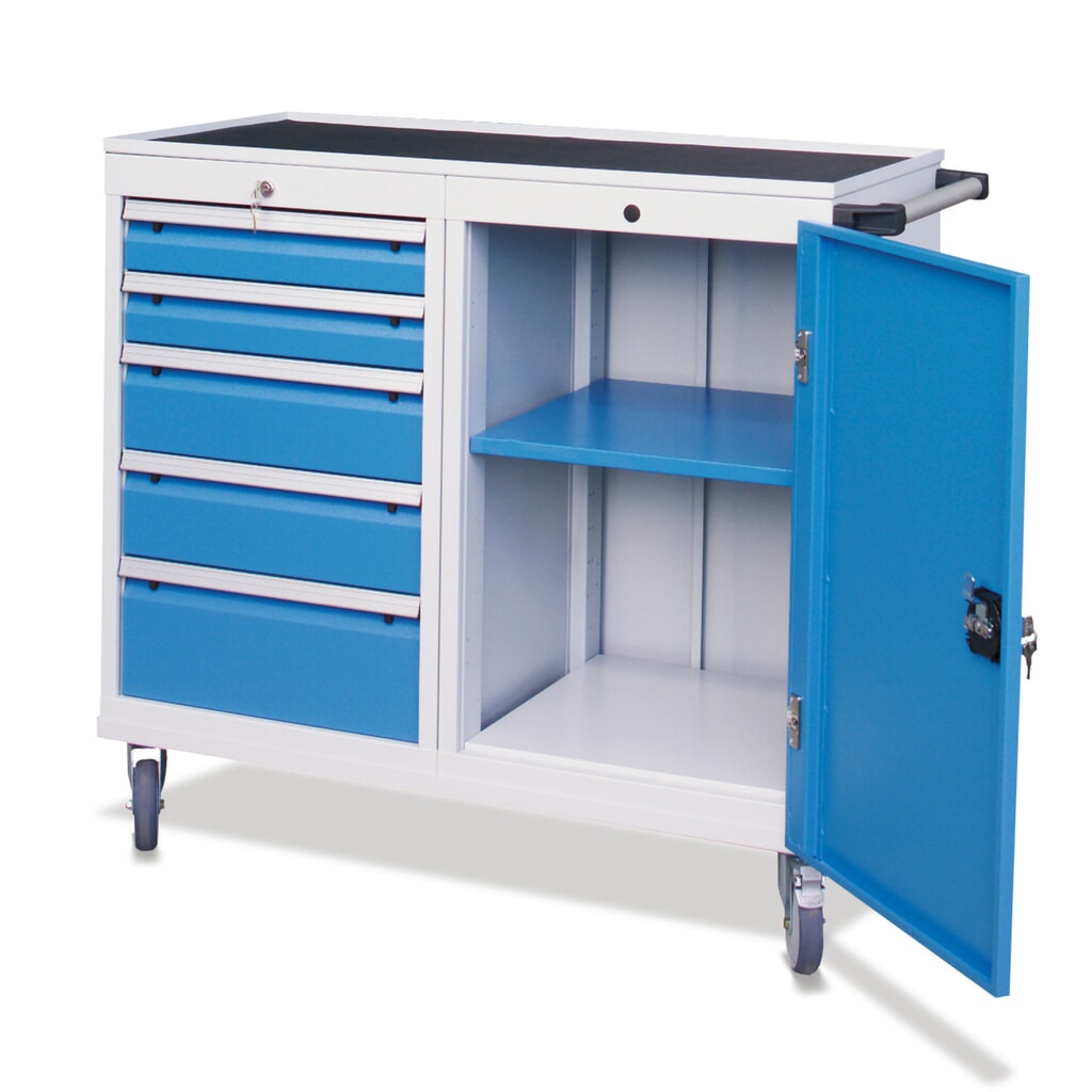 Bedrunka+Hirth Werkstattwagen, Schrank, 5 Schubladen, TK 500 kg Produktabbildung: Bedrunka+Hirth Werkstattwagen, Schrank, 5 Schubladen, TK 500 kg