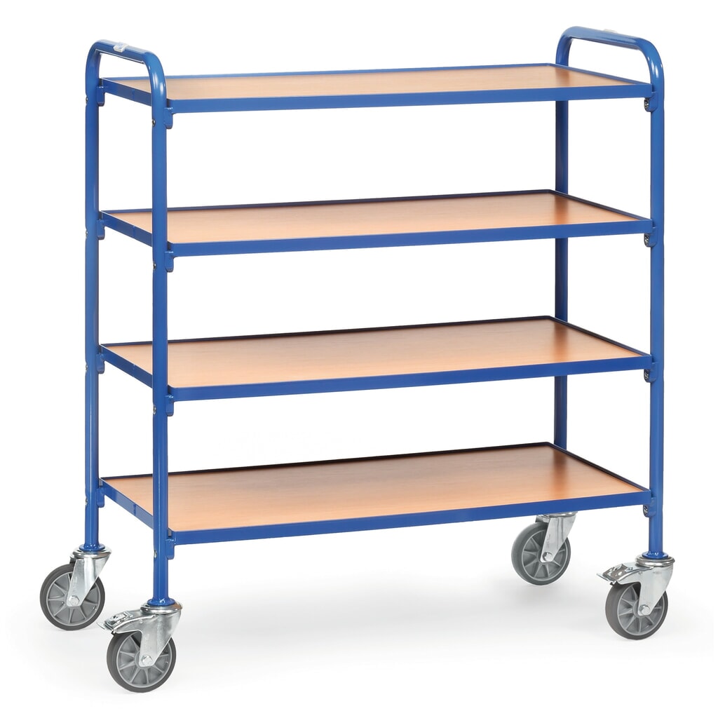 Beistellwagen für fetra® Sichtlagerkästen, mit Bodenplatten à 940 x 470 mm Produktabbildung: Beistellwagen für fetra® Sichtlagerkästen, mit Bodenplatten à 940 x 470 mm