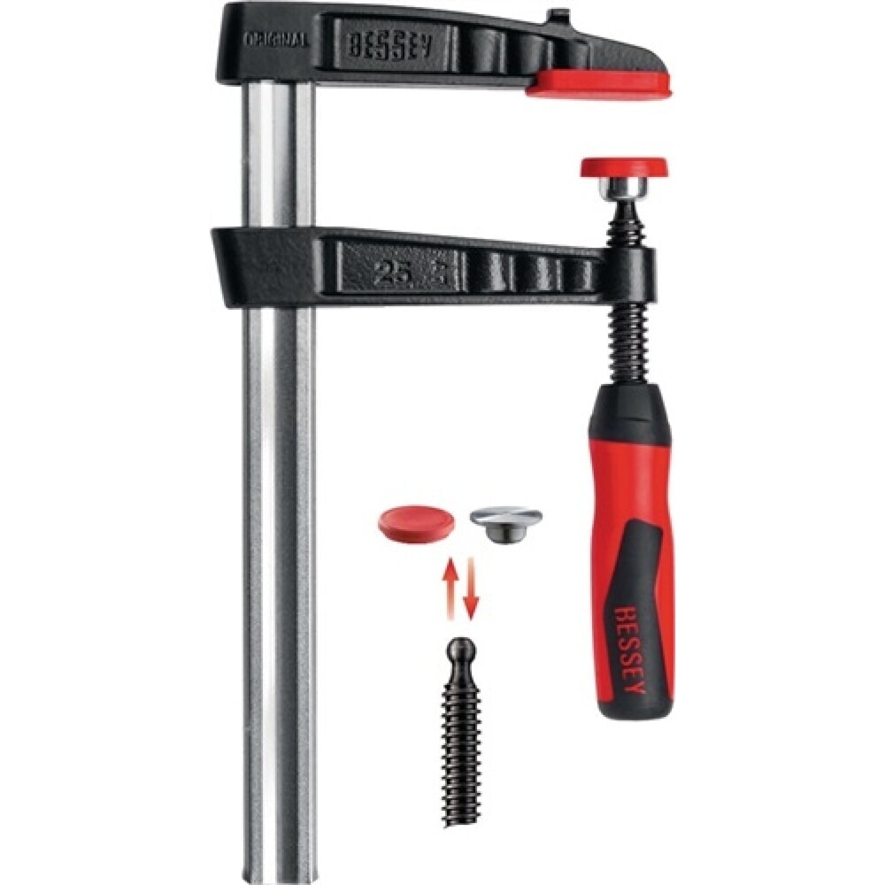 Produktabbildung: Temperguss-Schraubzw.Spann-W.160mm,Ausl.80mm,2-K-Griff,Q.25x6mm,TG16-2K,BESSEY