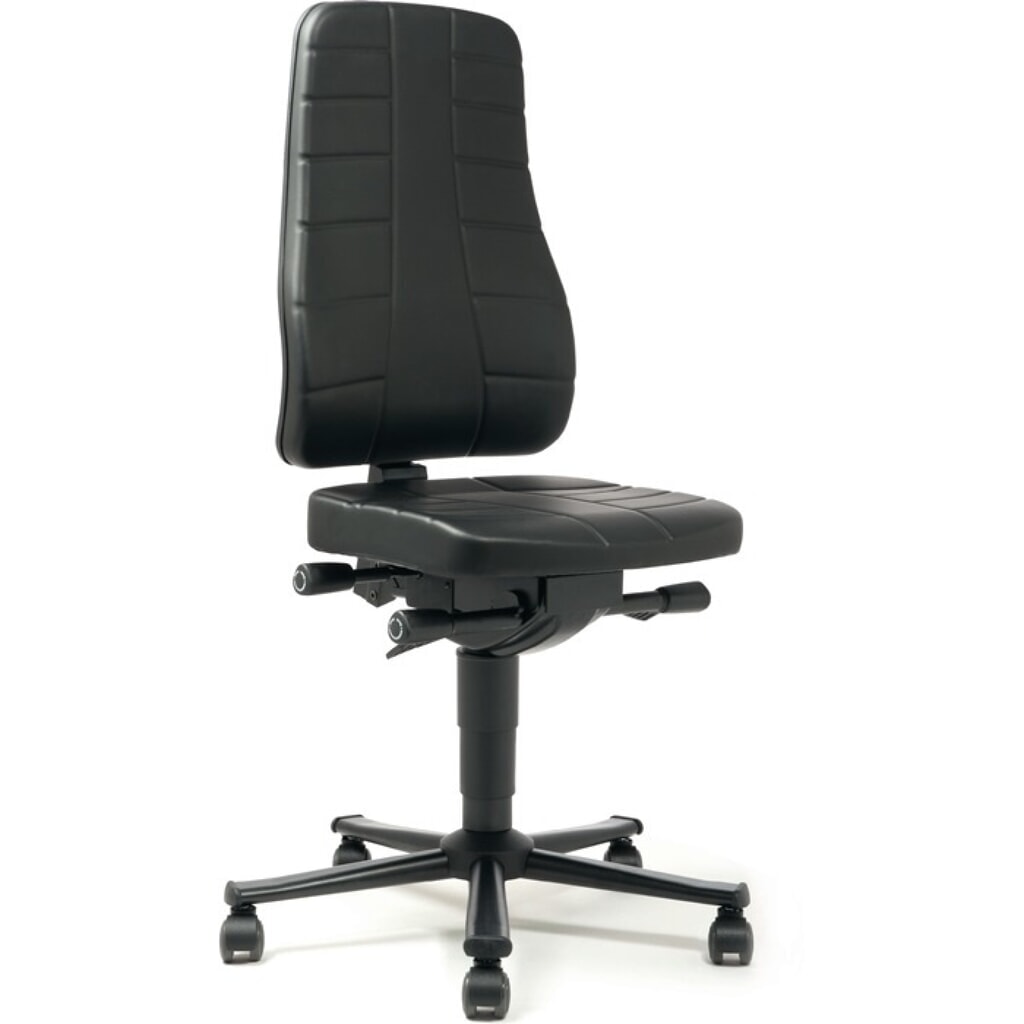 bimos Arbeitsdrehstuhl Highline, Kunstlederpolster schwarz, Rollen, 450-600 mm Produktabbildung: bimos Arbeitsdrehstuhl Highline, Kunstlederpolster schwarz, Rollen, 450-600 mm