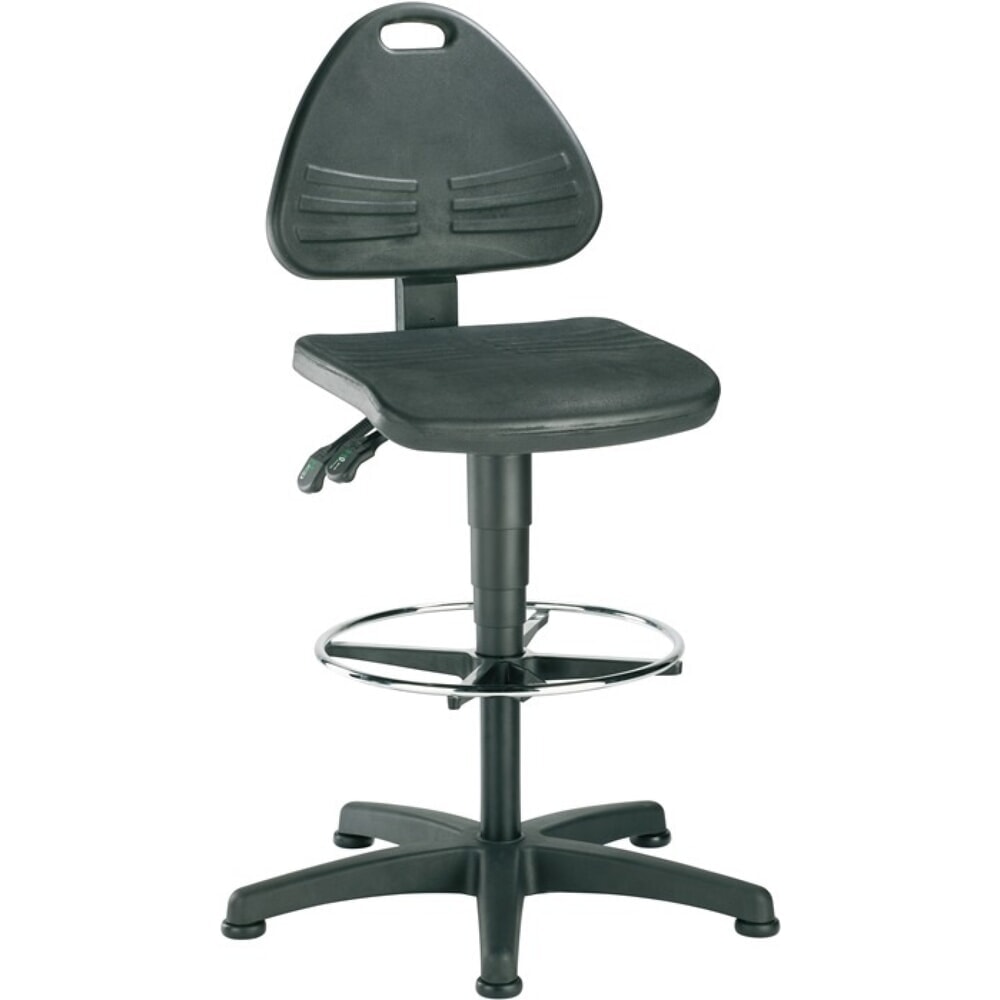 Produktabbildung: bimos  Arbeitsdrehstuhl ISITEC, Integralschaum schwarz, Bodengleiter + Fussring, 580-850 mm