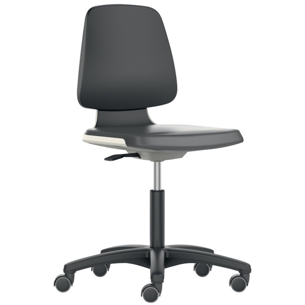 Produktabbildung: bimos  Arbeitsdrehstuhl Labsit, Supertec-Gewebe schwarz, Rollen Sitzschale blau, 450-650 mm