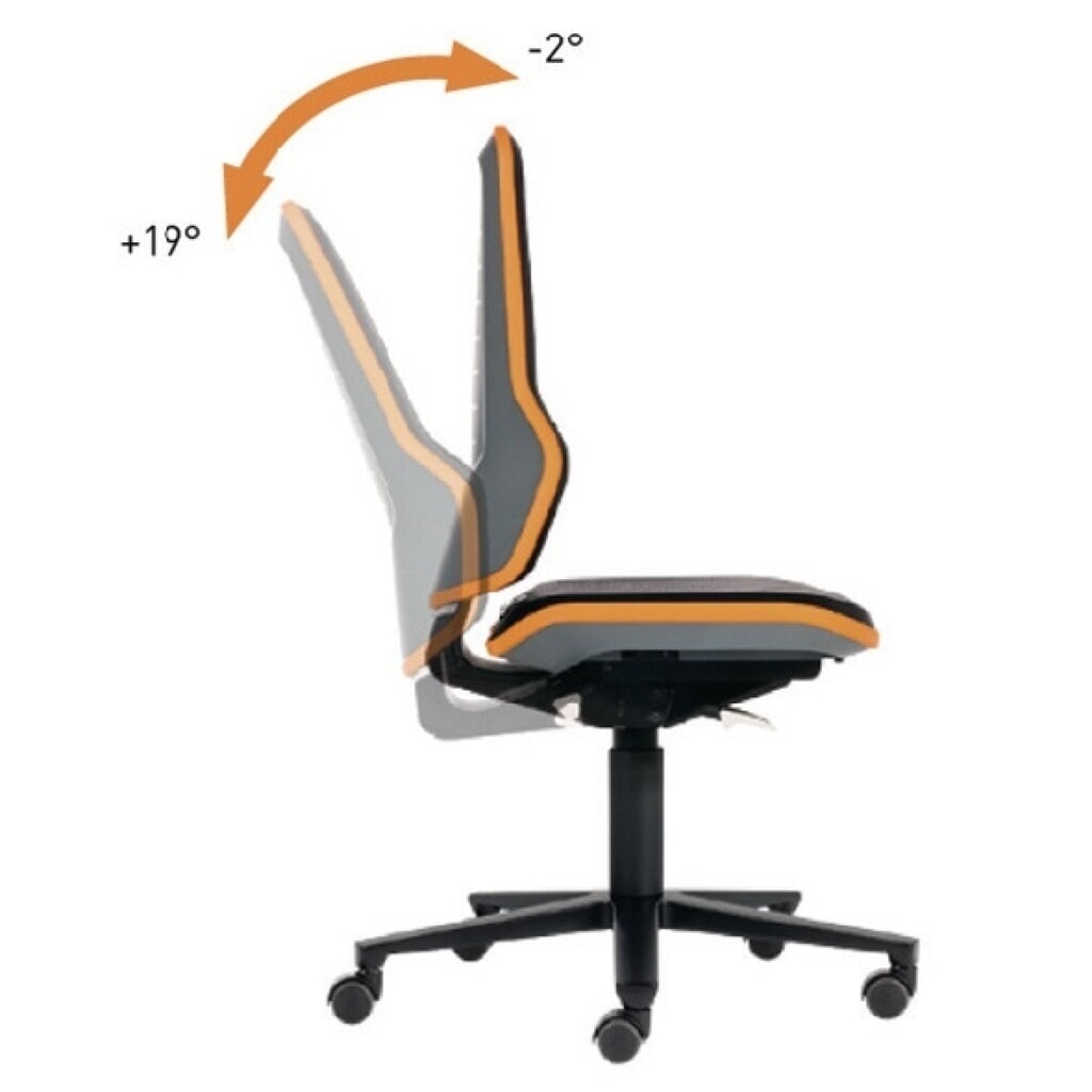 Produktabbildung Nr. 6: bimos Arbeitsdrehstuhl Neon, ohne Polsterelement orange, Rollen, 450-620 mm Permanentkontakt