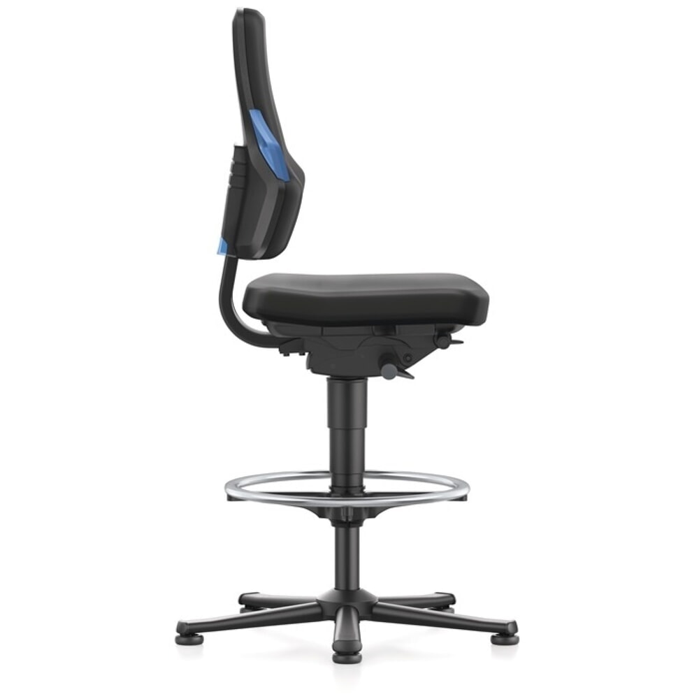 Produktabbildung Nr. 4: bimos Arbeitsdrehstuhl Nexxit, Integralschaum schwarz, Bodengleiter + Fussring, Grifffarbe blau 570-820 mm
