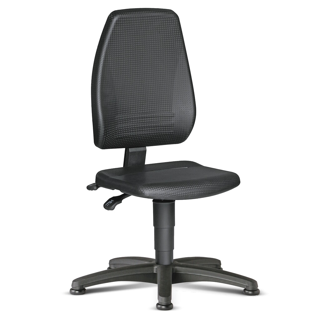 Produktabbildung: bimos Arbeitsdrehstuhl SoftTouch, hohe, ergonomische Rückenlehne, Sitzhöhe 440-620 mm, Bodengleiter, schwarz