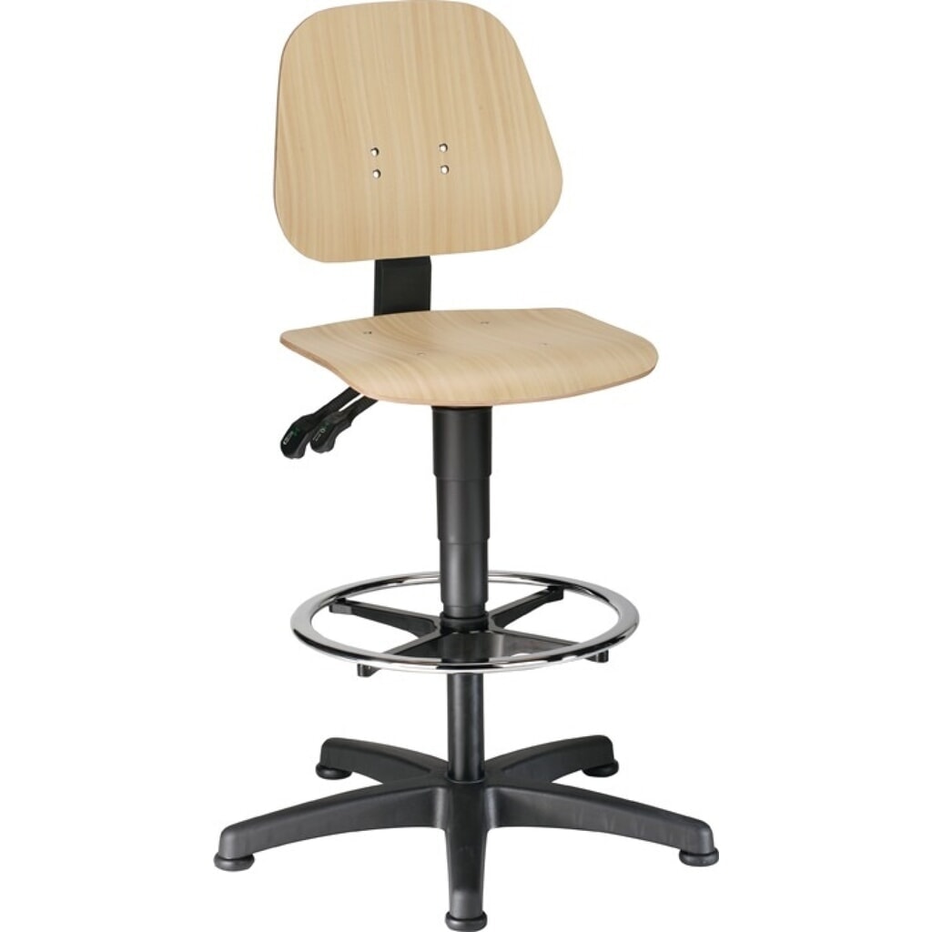 bimos Arbeitsdrehstuhl Unitec, Buche, Bodengleiter + Fussring, 580-850 mm Produktabbildung: bimos Arbeitsdrehstuhl Unitec, Buche, Bodengleiter + Fussring, 580-850 mm