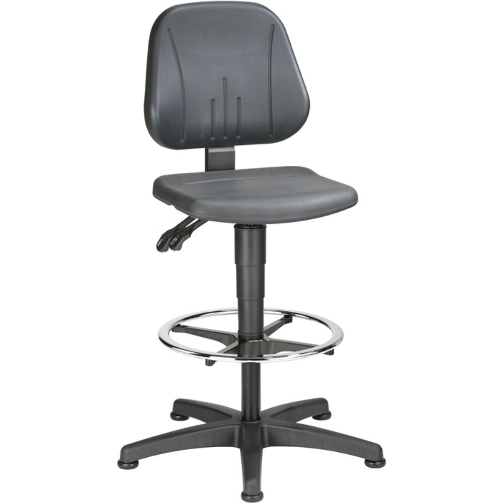 Produktabbildung: bimos Arbeitsdrehstuhl Unitec, Integralschaum schwarz, Bodengleiter + Fussring, 580-850 mm
