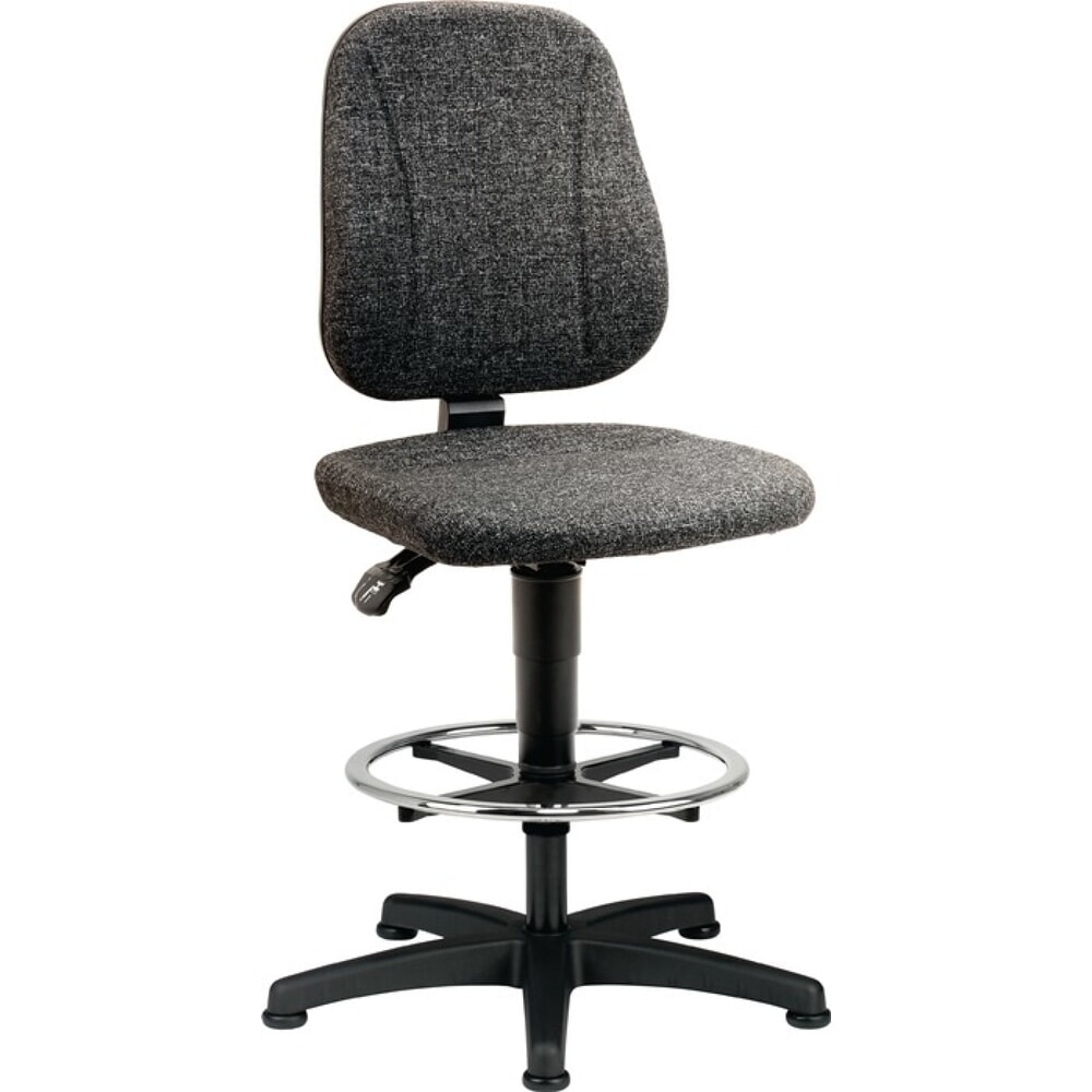 Produktabbildung: bimos Arbeitsdrehstuhl Unitec, Stoffpolster grau, Bodengleiter + Fussring, 580-850 mm