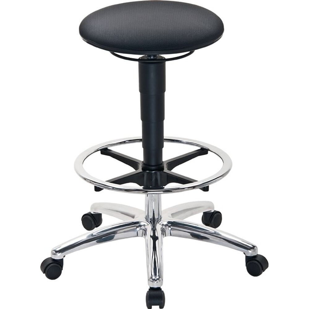 Produktabbildung: bimos Drehhocker, Supertec-Gewebe grau, Sitz-Stop-Rollen + Fussring, Sitzhöhenverstellung 510-780 mm