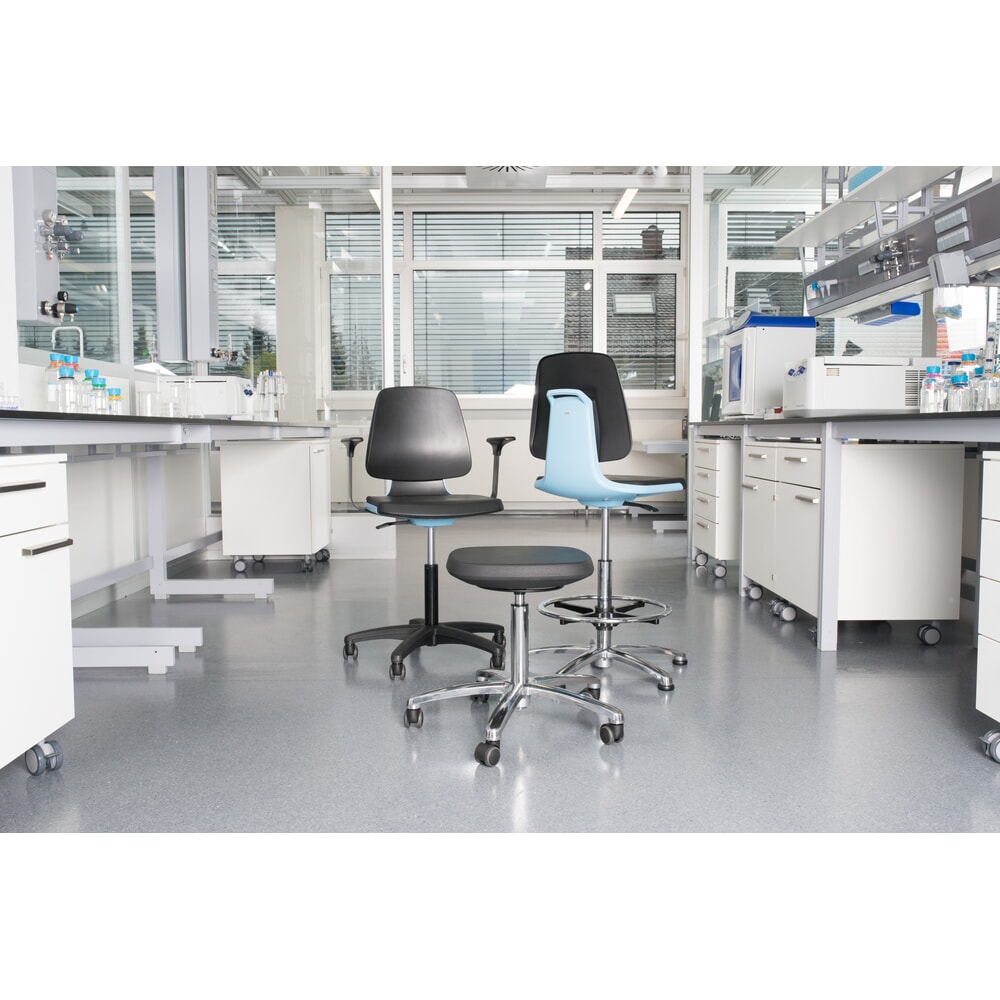 Produktabbildung Nr. 7: bimos  Arbeitsdrehstuhl Labsit, Sitzschale anthrazit Integralschaum, Bodengleiter + Fussring, schwarz 520-770 mm