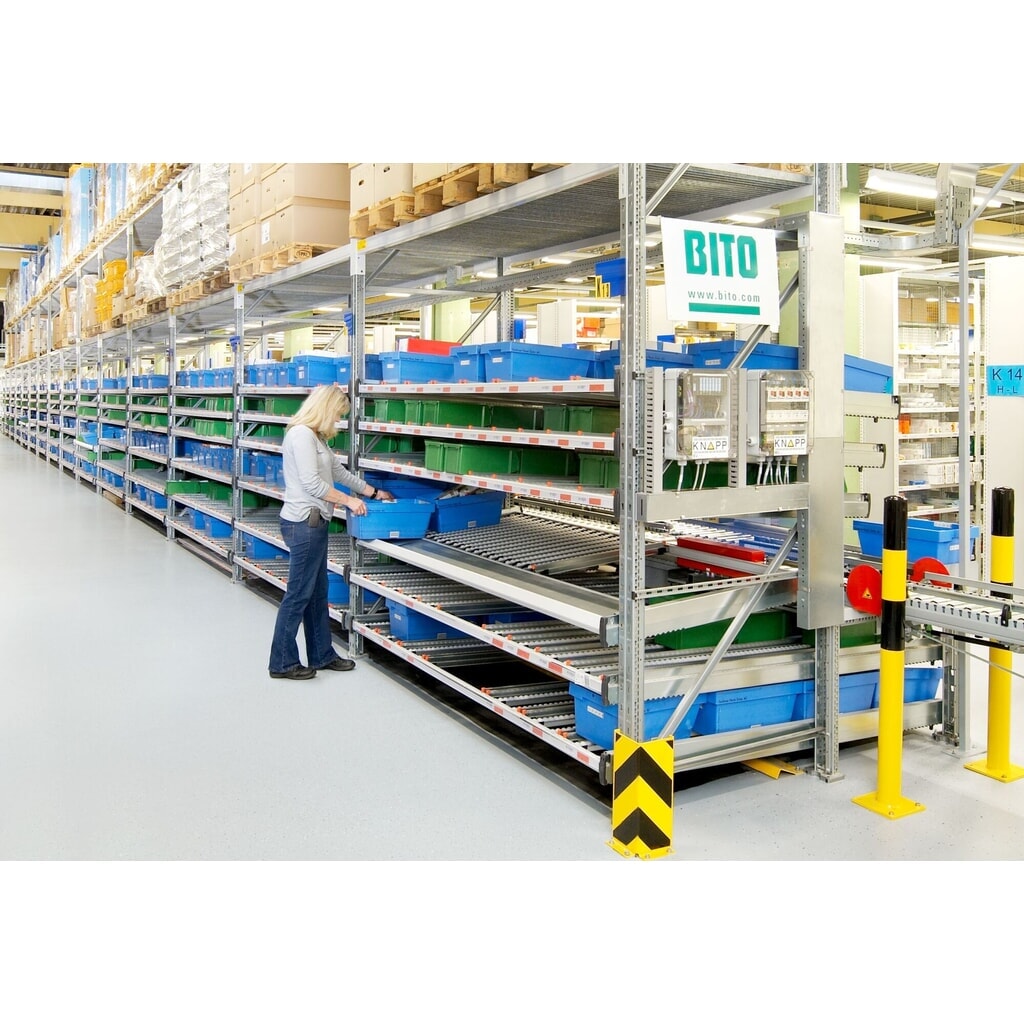Produktabbildung Nr. 2: Bito Stückgut-Durchlaufregal-Komplettpaket, HxBxT 2.000 x 1.470 x 1.300 mm, statisch, Vorlaufebenen gerade