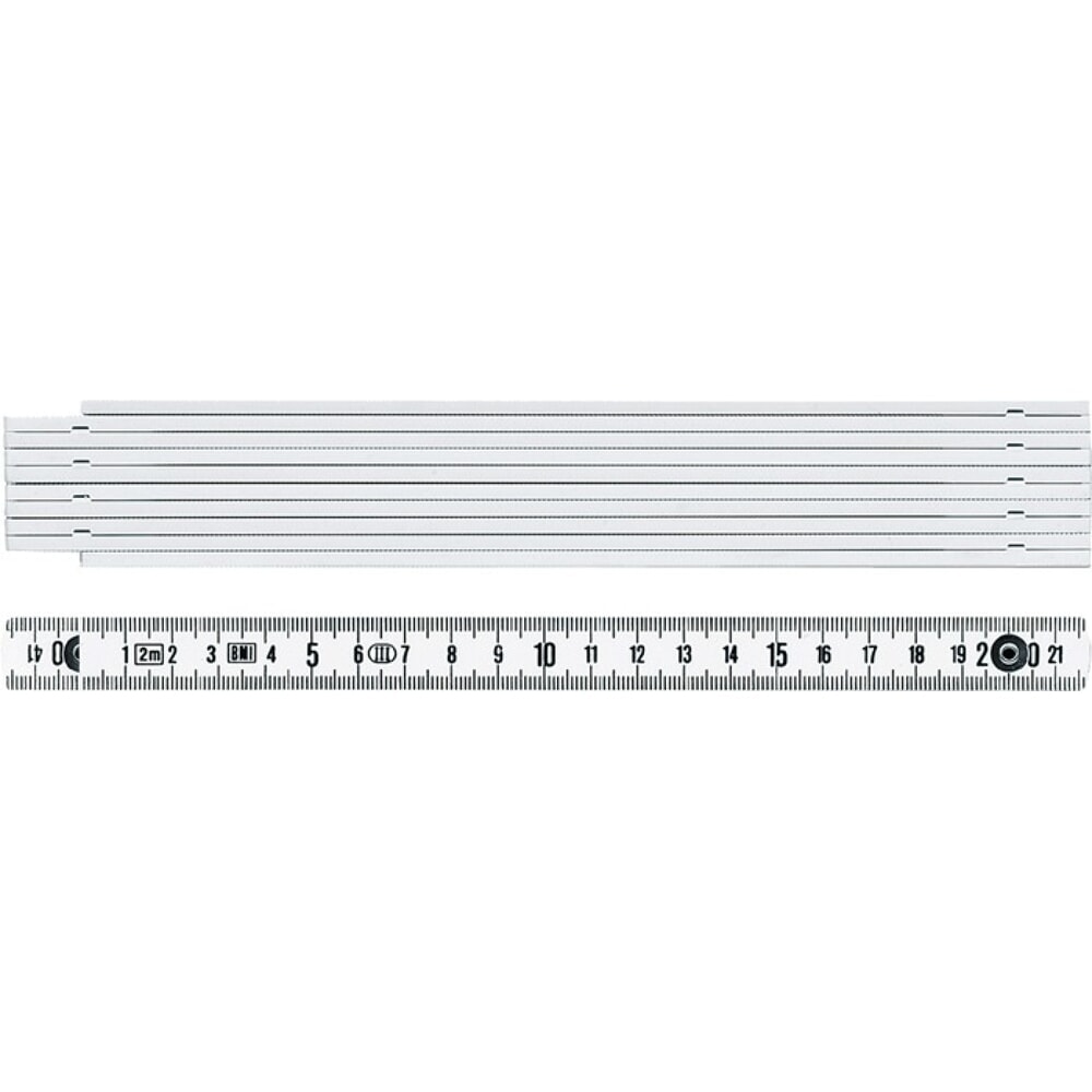 Produktabbildung: BMI Gliedermassstab 1041, mm/cm EG III, Länge 1 m, Kunststoff weiss