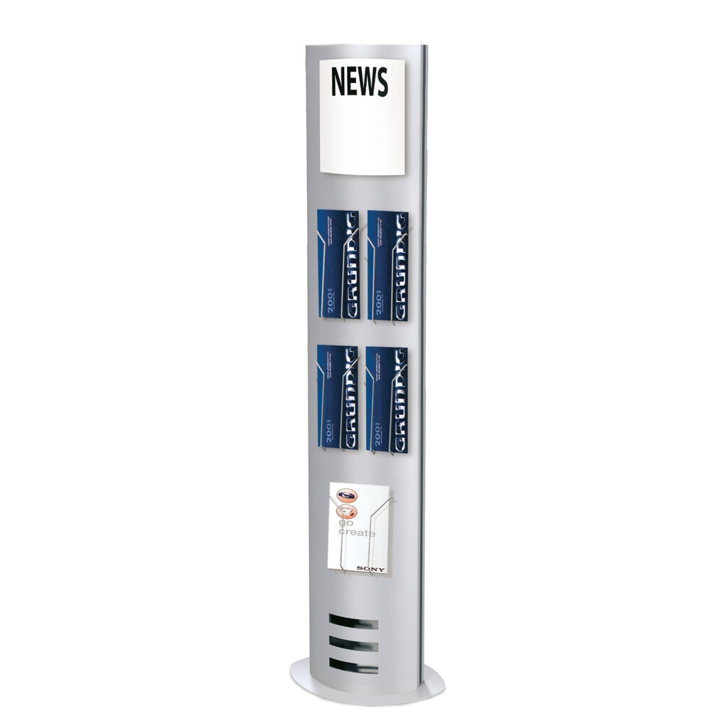 Bodenaufsteller für Prospekte, Säulenform, HxBxT 1.850 x 770 x 330 mm Produktabbildung: Bodenaufsteller für Prospekte, Säulenform, HxBxT 1.850 x 770 x 330 mm