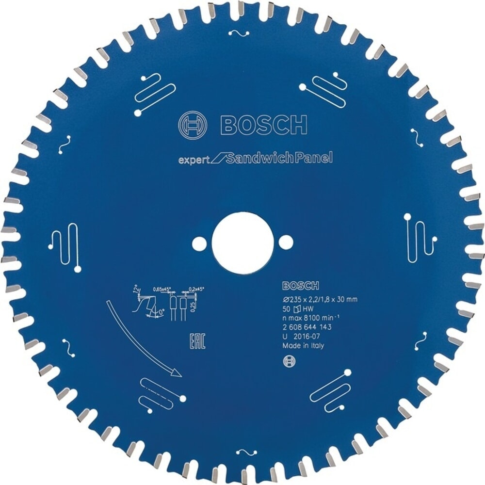 Produktabbildung: BOSCH Kreissägeblatt AD 235mm Z.50 MTCG Bohr.30mm Schnitt-B.2,2mm HM