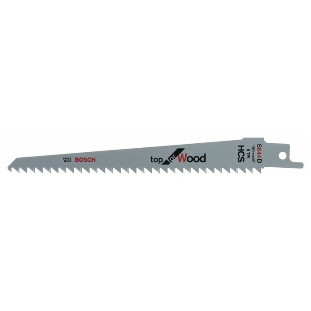 Produktabbildung: BOSCH Säbelsägeblatt S 644 D L.150mm B.19mm TPI 6 4,3mm geschr.,geschl.5er Pk