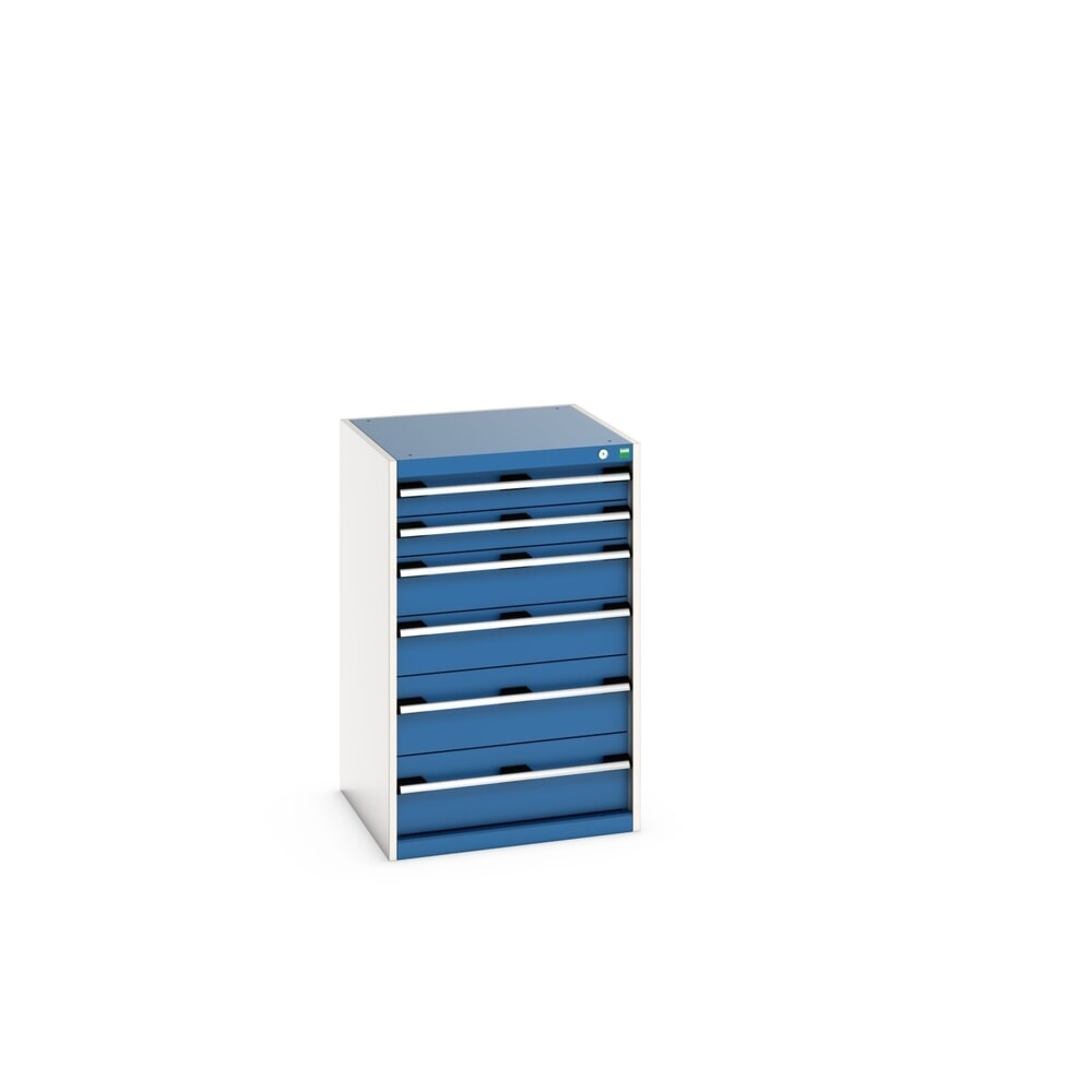 Produktabbildung: bott cubio Schubladenschrank, Schubladen 2x100 + 2x150 x 2x200 mm, TK je 75 kg, Breite 650 mm, enzianblau