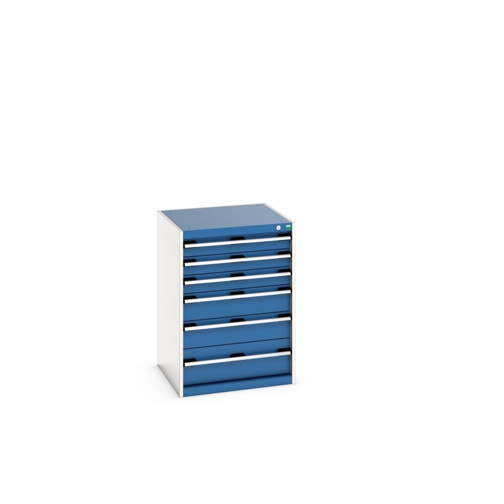 Produktabbildung: bott cubio Schubladenschrank, Schubladen 3x100 + 2x150 x 1x200 mm, TK je 75 kg, Breite 650 mm, enzianblau