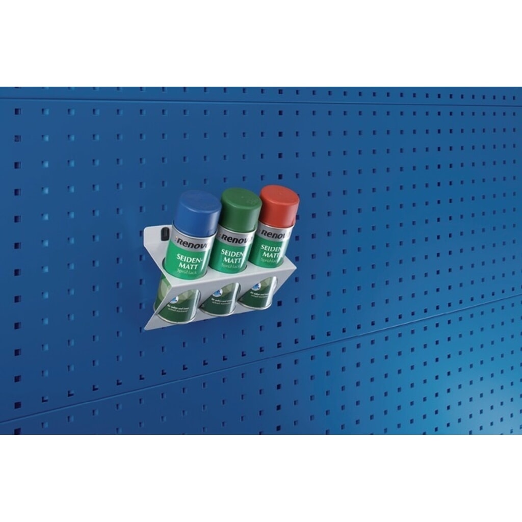 bott Dosenhalter, Breite 225 mm Ø max. 68 mm, 3-fach, passend für Lochplatten Produktabbildung: bott Dosenhalter, Breite 225 mm Ø max. 68 mm, 3-fach, passend für Lochplatten