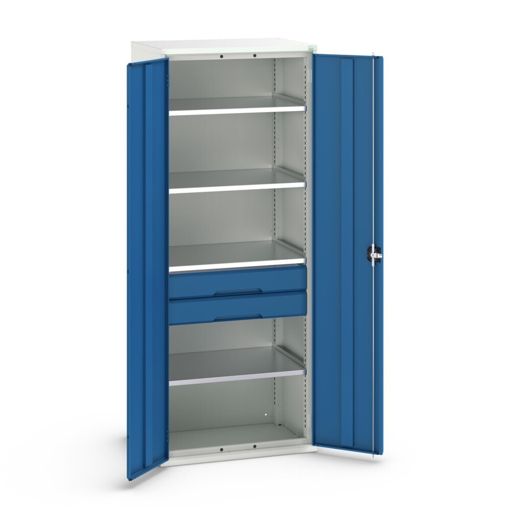 Produktabbildung: bott verso Flügeltürschrank mit Schubladen, mit 4 Fachböden und 2 Schubladen, BxTxH: 800 x 550 x 2000 mm