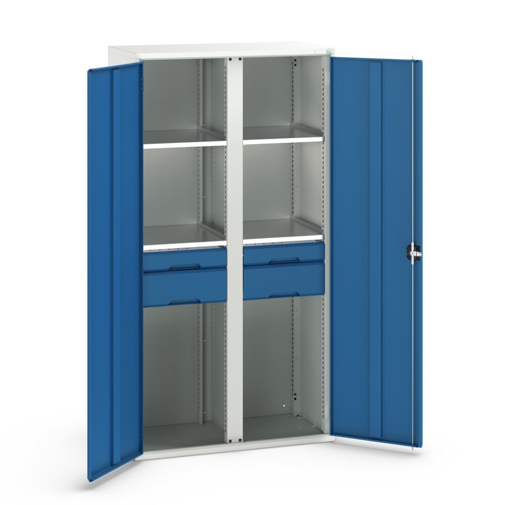 Produktabbildung: bott verso Flügeltürschrank mit Schubladen, mit 4 Fachböden und 4 Schubladen, BxTxH: 1050 x550 x 2000 mm