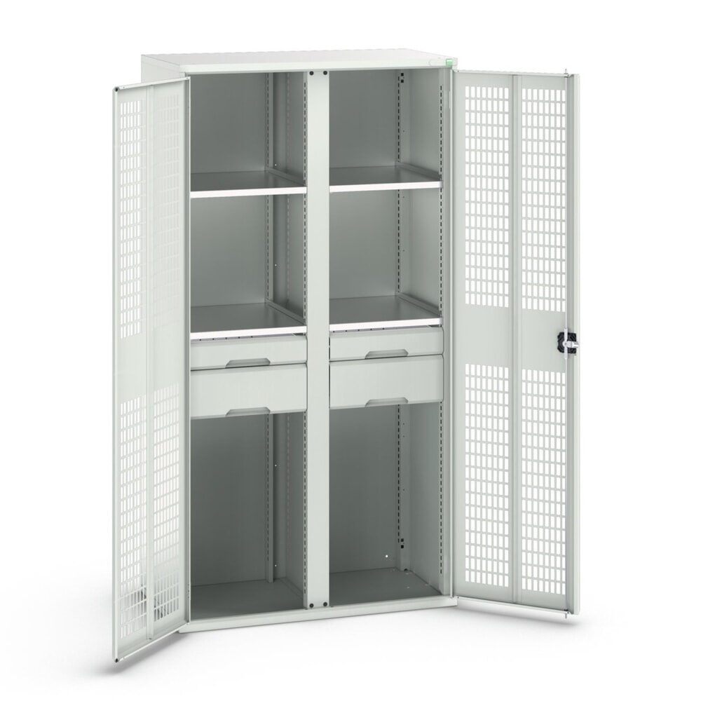 Produktabbildung: bott verso Kleiderspind mit Belüftung, mit 4 Fachböden und 4 Schubladen, BxTxH: 1050 x550 x 2000 mm