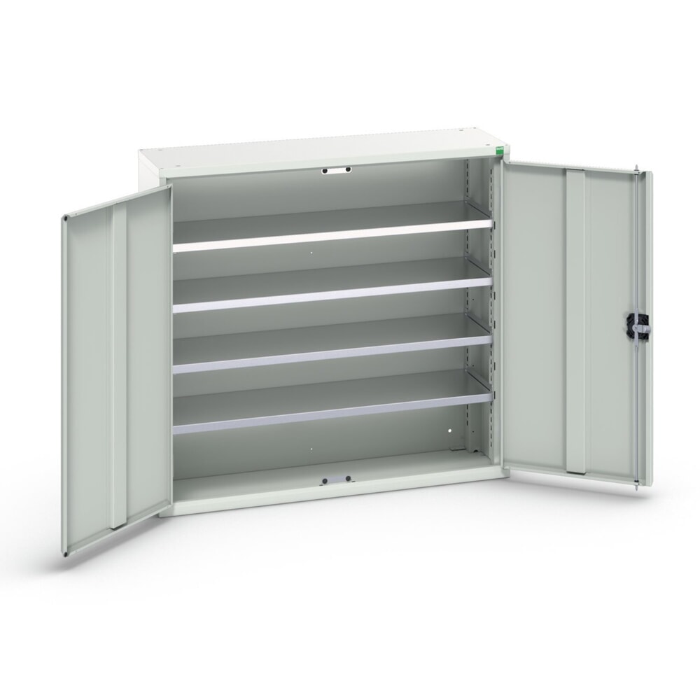 Produktabbildung: bott verso Magazinschrank, mit 4 Fachböden und 30 Sichtlagerkästen, BxTxH: 1050 x 350 x 1000 mm