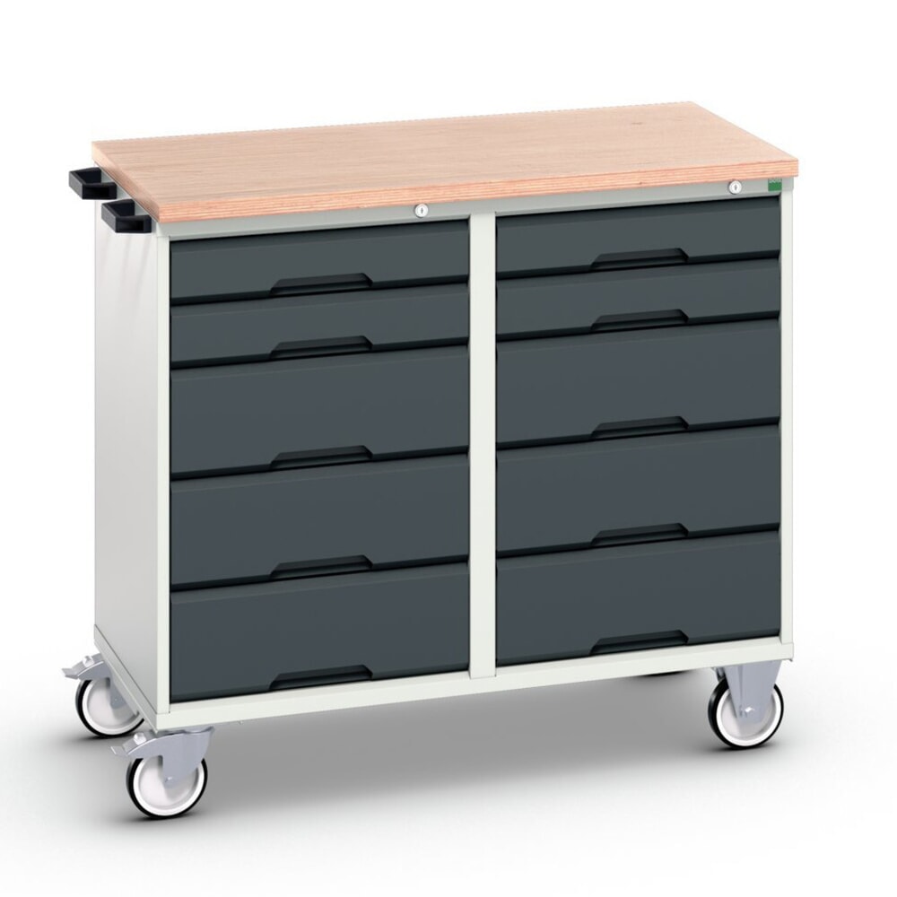 Produktabbildung Nr. 1: bott verso Montagewagen, mit 10 Schubladen und Multiplex-Top, BxTxH: 1050 x 600 x 980 mm